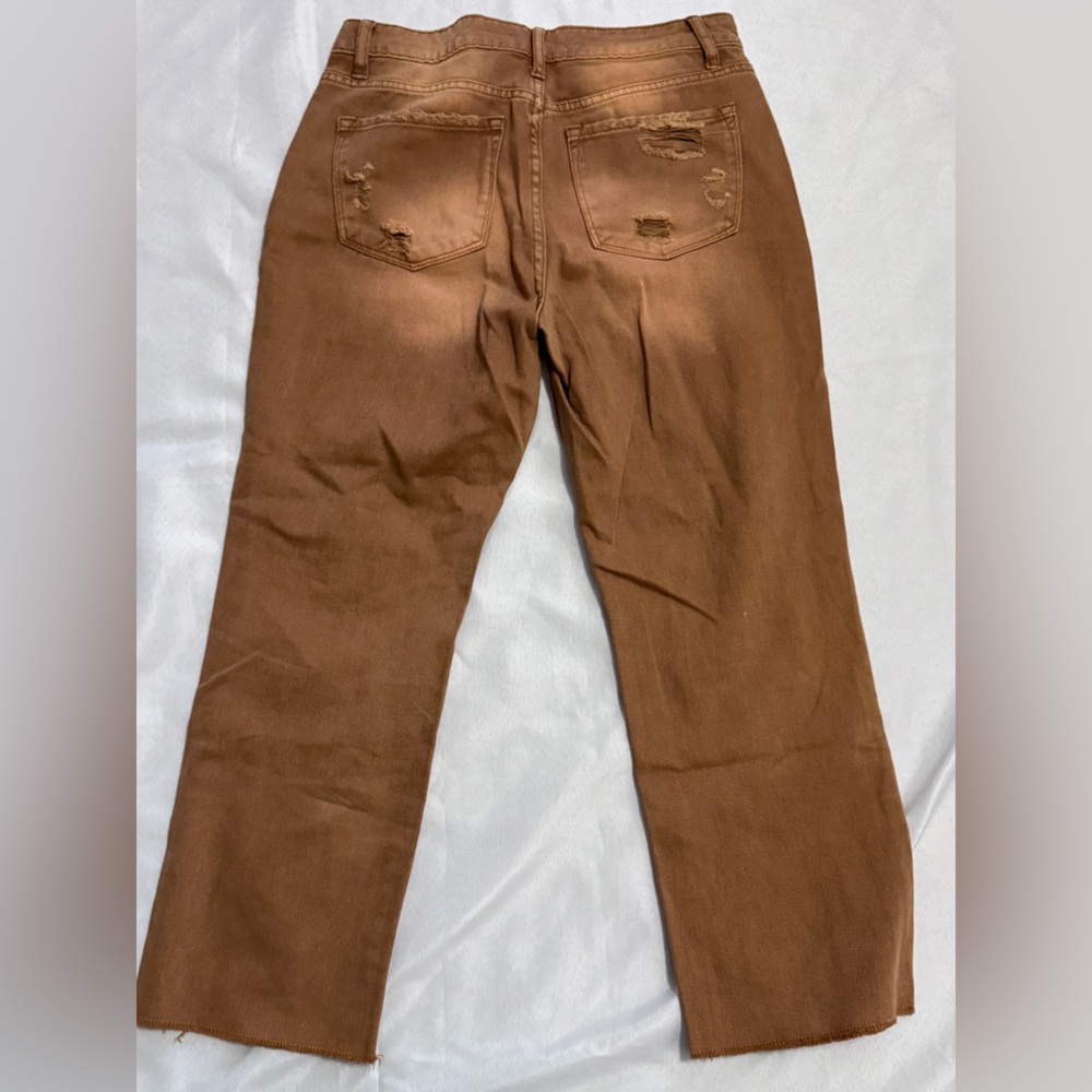 Like New Vervet By Flying Monkey Norah Camel Hi Rise Straight Crop Jeans - Picture 5 of 7